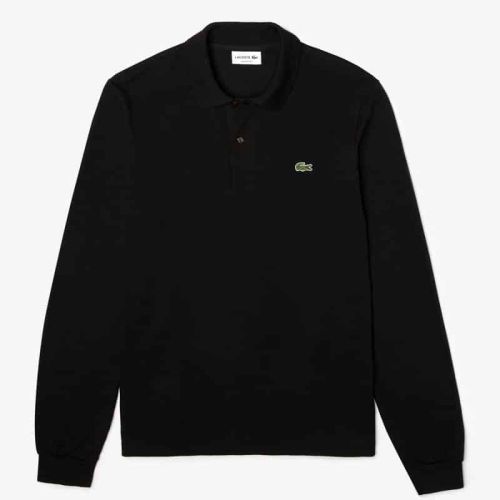 Lacoste Black Long-Sleeve Polo Shirt, Classic Fit.