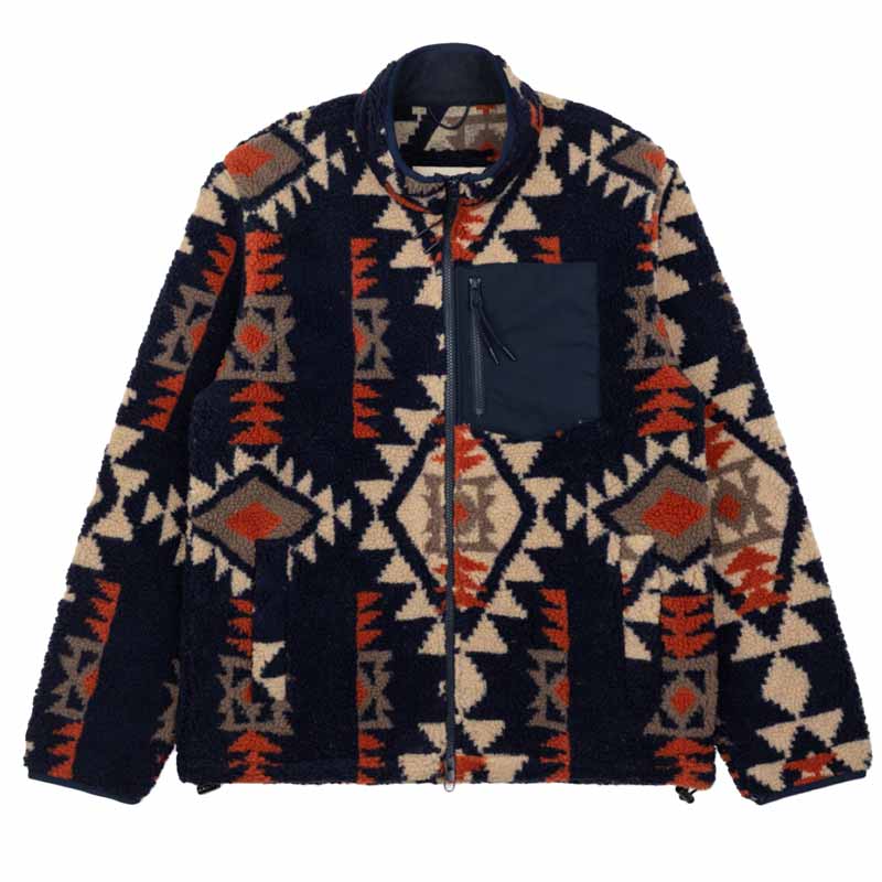 Revolution Printed Fleece Jacket, Navy. - Impala Streetwear